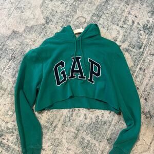 Green gap cropped hoodie hoodie